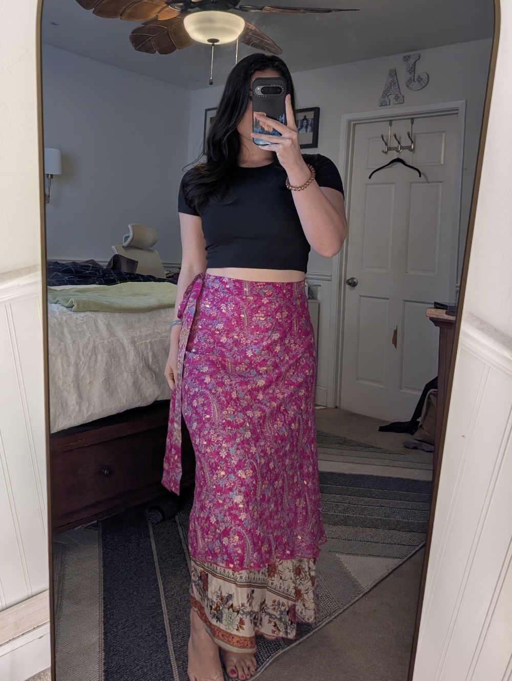 *MOVING SALE* Pink Floral Wrap Maxi Skirt